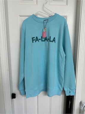 BIRDZ FA-LA-LA Light Blue Holiday Crewneck Sweatshirt - Men's XL